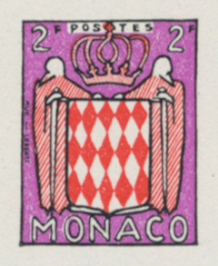 Monaco_1954_Yvert_409-Scott_316_multicolor_typo_h_detail