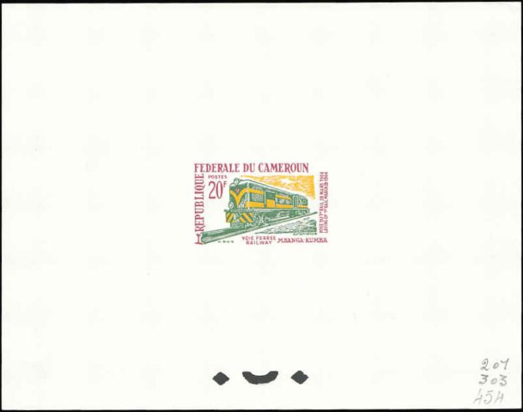 Cameroun_1965_Yvert_393-Scott_412_yellow_201_green_303_red_454_typo