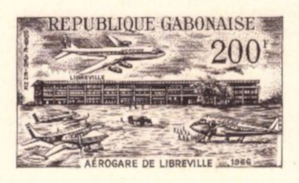 Gabon_1966_Yvert_PA51-Scott_C49_etat_sepia_detail