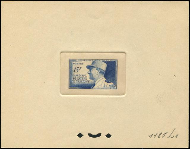 France_1952_Yvert_920a-Scott_675a_unadopted_Marechal_de_Lattre_Type_I-b_blue_1125_Lx_CP