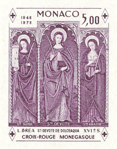Monaco_1972_Yvert_BF7a-Scott_864_unadopted_Dolceaqua_Red_Cross_dark-violet_e_ESS_detail