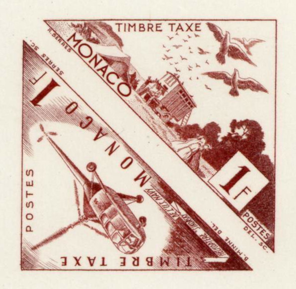 Monaco_1953_Yvert_Taxe_39A-B-Scott_J39a_brown_detail