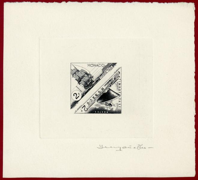 Monaco_1953_Yvert_Taxe_40-41-Scott_J40a_black_a