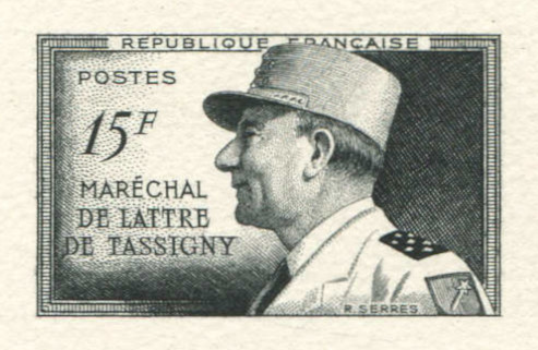 France_1952_Yvert_920a-Scott_675a_unadopted_Marechal_de_Lattre_Type_I-b_black_i_AP_detail
