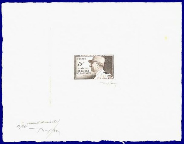 France_1952_Yvert_920a-Scott_675a_unadopted_Marechal_de_Lattre_Type_I-a_sepia_b_AP