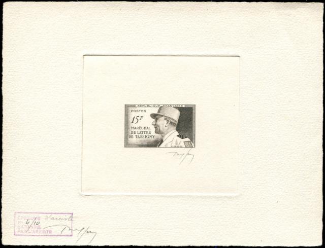 France_1952_Yvert_920a-Scott_675a_unadopted_Marechal_de_Lattre_Type_I-a_sepia_e_AP