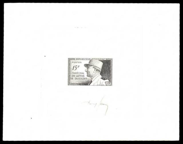 France_1952_Yvert_920a-Scott_675a_unadopted_Marechal_de_Lattre_Type_I-b_black_q_AP