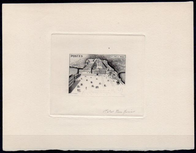 Monaco_1956_Yvert_451-Scott_361_issued_Prince's_Palace_2eme_etat_black_AP
