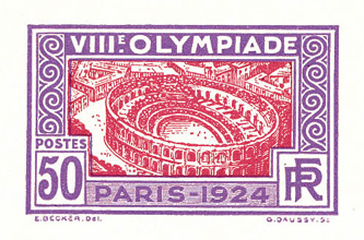 France_1924_Yvert_186a-Scott_201_unadopted_Jeux_Olympiques_Paris_50c_violet_518_+_red_413_typo_ab_CP_detail