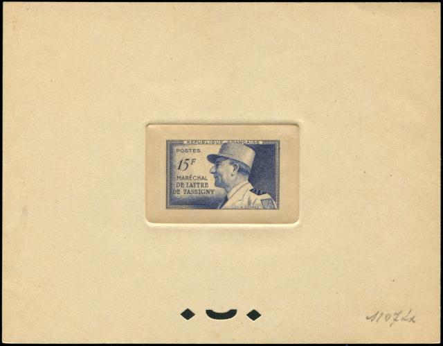 France_1952_Yvert_920a-Scott_675a_unadopted_Marechal_de_Lattre_Type_I-b_blue_1107_Lx_CP