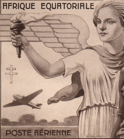 Fr_Equat_Africa_1946_Yvert_PA43a-Scott_C25_unadopted_Victoire_100f_AP_detail_b