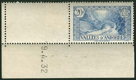Fr_Andorra_1932_Yvert_30A-Scott_unissued_Pont_de_St-Antoni_blue_a_US