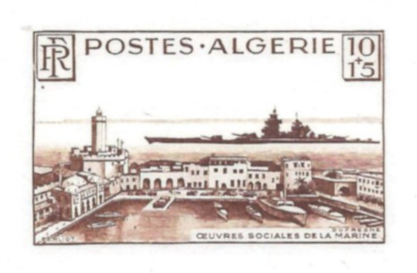 Algeria_1949_Yvert_273a-Scott_B55_unadopted_Richelieu_ship_without_F_dark-brown_c_AP_detail