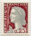 France_1960_Yvert_1263-Scott_968_Marianne_de_Decaris_type_II_typo_b_IS