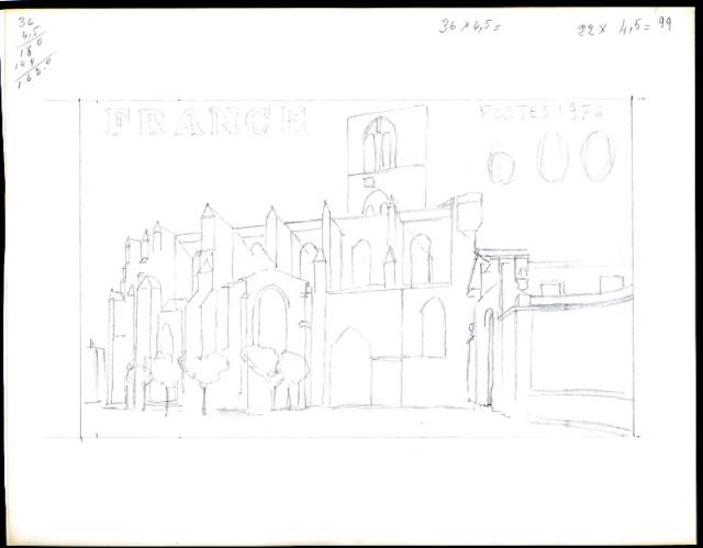 France_1976_Yvert_1902a-Scott_1470_unadopted_Cathedrale_de_Lodeve_by_Pheulpin_MAQ