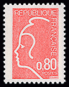 France_1975_Yvert_1816d_unissued_80c_Marianne_de_Durrens_u_US
