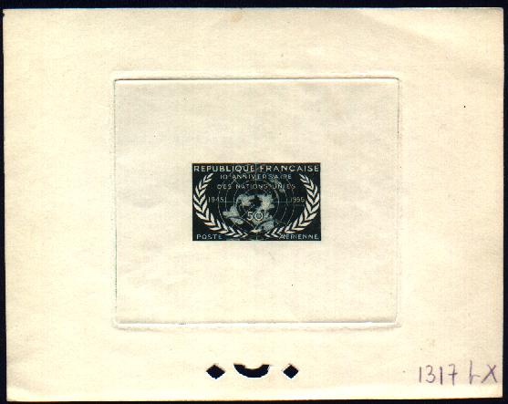 France_1955_Yvert_911c-Scott_671_unadopted_airmail_50f_ONU_dark-green_1317_Lx_ATP