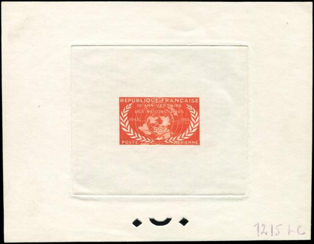 France_1955_Yvert_911c-Scott_671_unadopted_airmail_50f_ONU_orange_1215_Lc_ATP