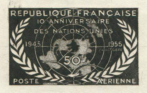 France_1955_Yvert_911c-Scott_671_unadopted_airmail_50f_ONU_sepia_1860_Lx_ATP_detail