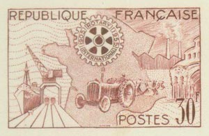 France_1955_Yvert_1009a-Scott_741_unadopted_Rotary_red-brown_+_dark-brown_AP_detail