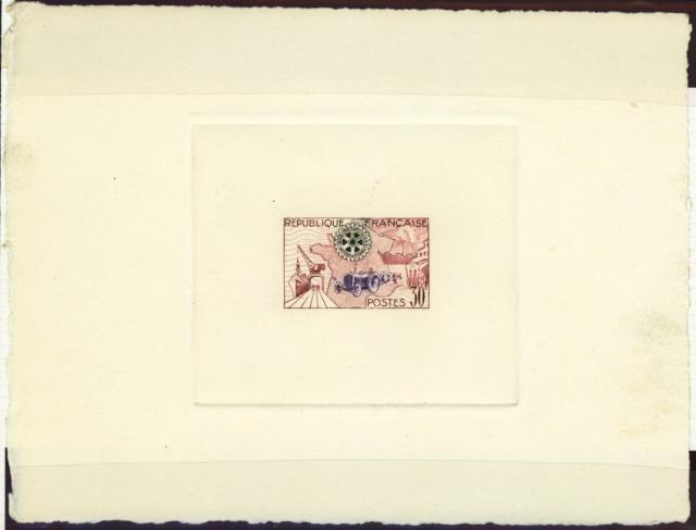 France_1955_Yvert_1009a-Scott_741_unadopted_Rotary_red-brown_+_violet_+_black_AP