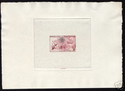 France_1955_Yvert_1009a-Scott_741_unadopted_Rotary_red-lilac_+_black_AP