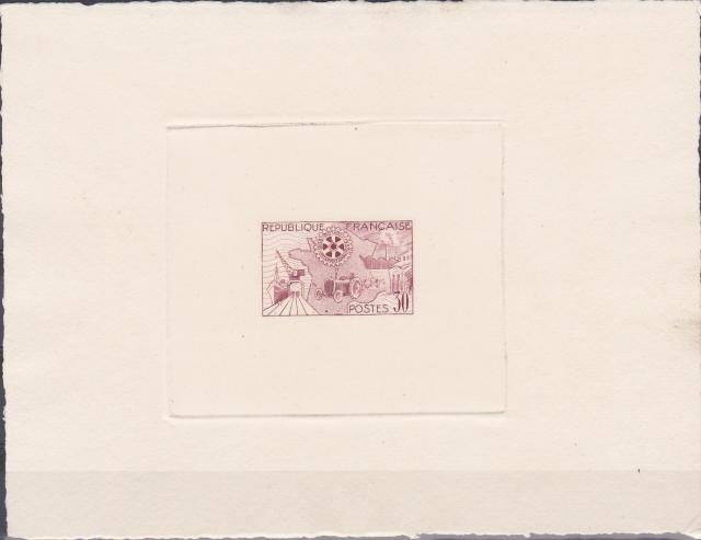 France_1955_Yvert_1009a-Scott_741_unadopted_Rotary_red-lilac_AP