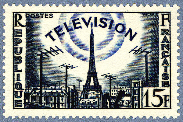 France_1955_Yvert_1022-Scott_766_Television_et_Tour_Eiffel_a_IS