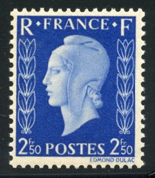 France_1945_Yvert_701C-Scott_505_unissued_2f50_Type_I_Marianne_de_Dulac_e_US