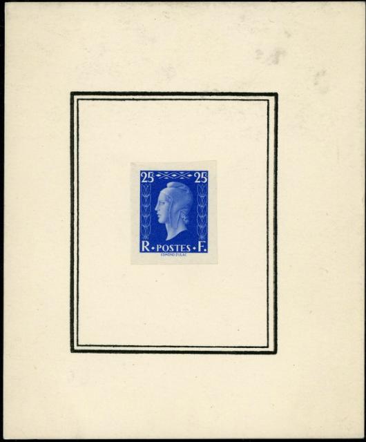 France_1945_Yvert_701xx_unissued_25c_Marianne_de_Dulac_blue_ESS_mounted