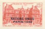 France_1948_Yvert_803b-Scott_591_unadopted_overprint_Palais_du_Luxembourg_12f_red_1426_Lx_CP_detail