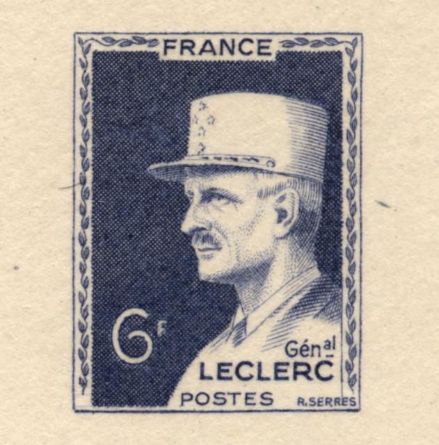 France_1948_Yvert_815a-Scott_604_unadopted_Leclerc_blue-grey_aa_AP_detail