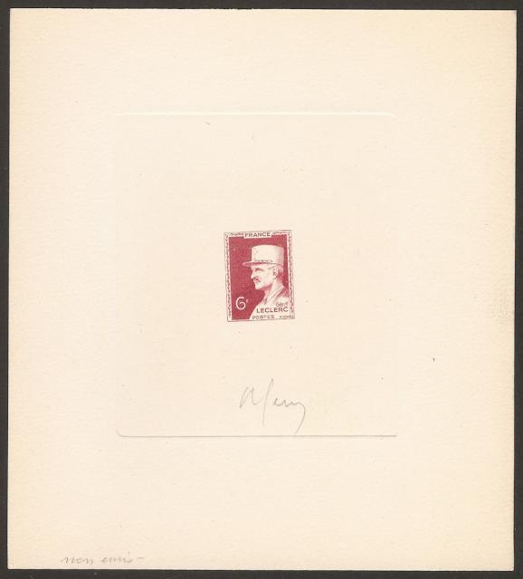 France_1948_Yvert_815a-Scott_604_unadopted_Leclerc_dark-red_AP