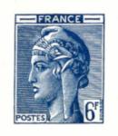France_1948_Yvert-Scott_unadopted_6f_Marianne_de_Hourriez_A_blue_101_typo_ab_CP_detail_a