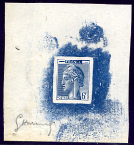 France_1948_Yvert-Scott_unadopted_6f_Marianne_de_Hourriez_A_blue_typo_b_AP