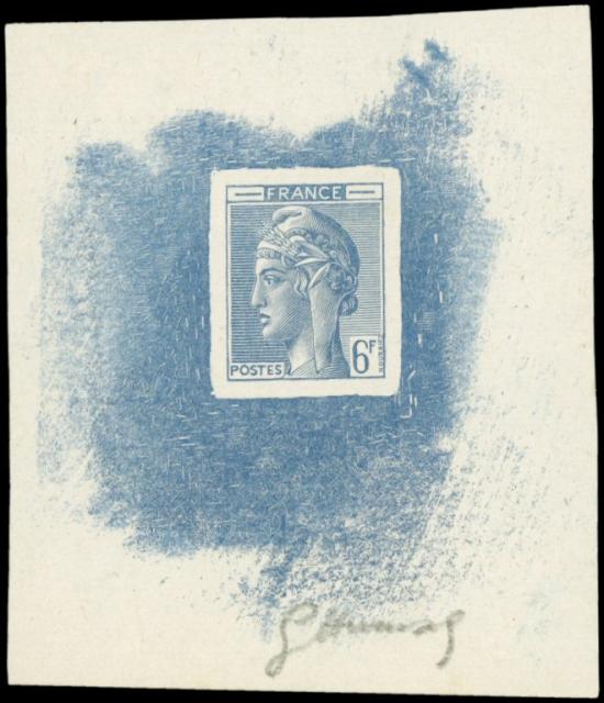 France_1948_Yvert-Scott_unadopted_6f_Marianne_de_Hourriez_A_blue_typo_f_AP