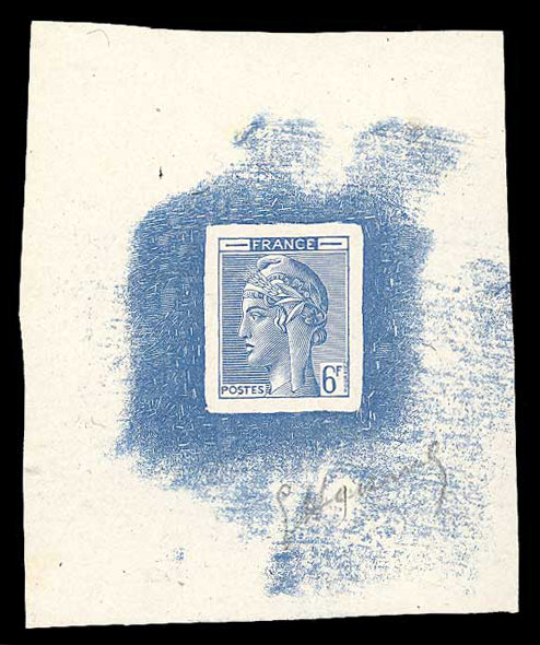 France_1948_Yvert-Scott_unadopted_6f_Marianne_de_Hourriez_A_blue_typo_j_AP