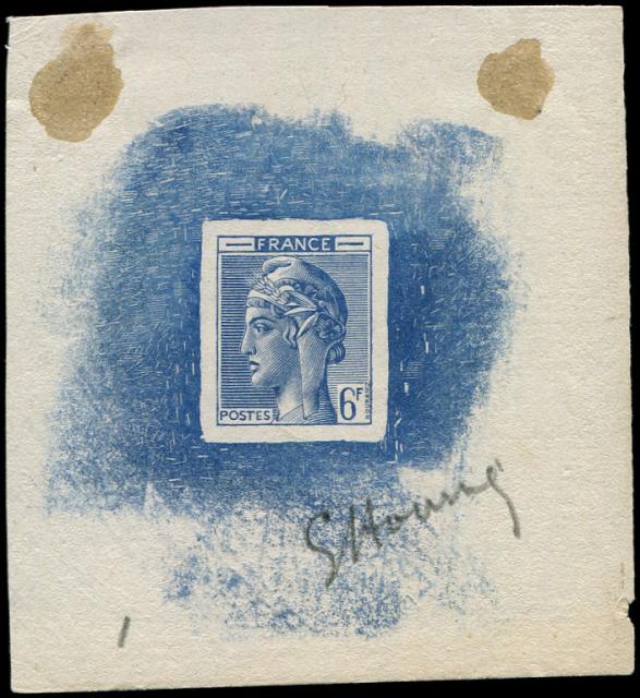 France_1948_Yvert-Scott_unadopted_6f_Marianne_de_Hourriez_A_blue_typo_m_AP