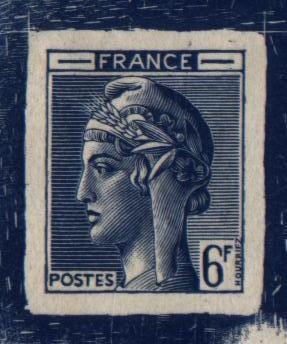 France_1948_Yvert-Scott_unadopted_6f_Marianne_de_Hourriez_A_dark-blue_typo_b_AP_detail