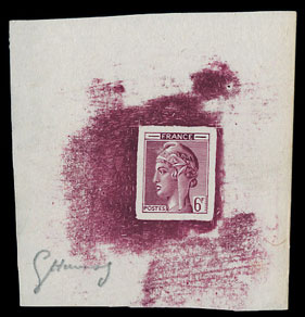 France_1948_Yvert-Scott_unadopted_6f_Marianne_de_Hourriez_A_lilac_typo_b_AP