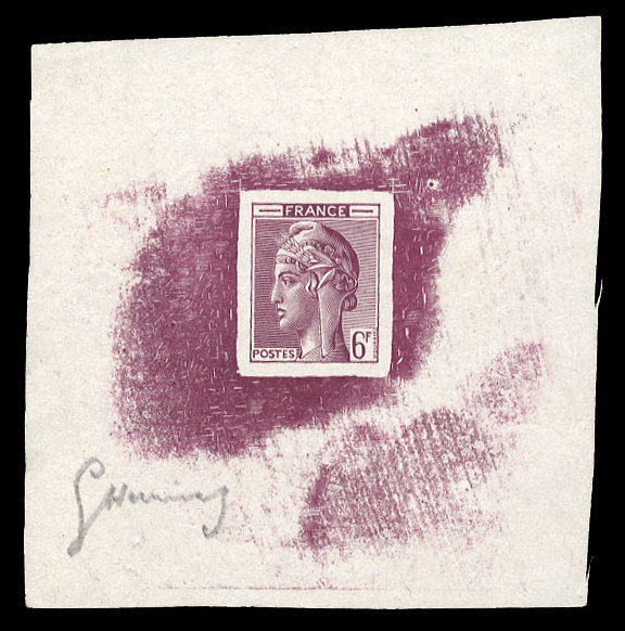 France_1948_Yvert-Scott_unadopted_6f_Marianne_de_Hourriez_A_lilac_typo_ca_AP