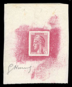 France_1948_Yvert-Scott_unadopted_6f_Marianne_de_Hourriez_A_red_typo_e_AP