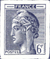 France_1948_Yvert-Scott_unadopted_6f_Marianne_de_Hourriez_A_violet_typo_gb_AP_detail