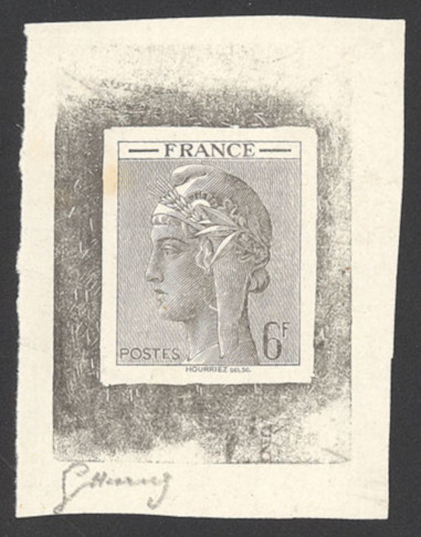 France_1948_Yvert-Scott_unadopted_6f_Marianne_de_Hourriez_B_black_typo_a_AP