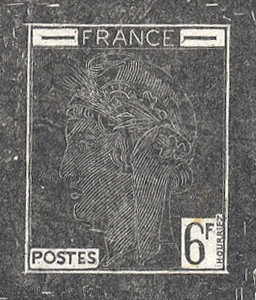 France_1948_Yvert-Scott_unadopted_6f_Marianne_de_Hourriez_D_black_typo_a_AP_detail
