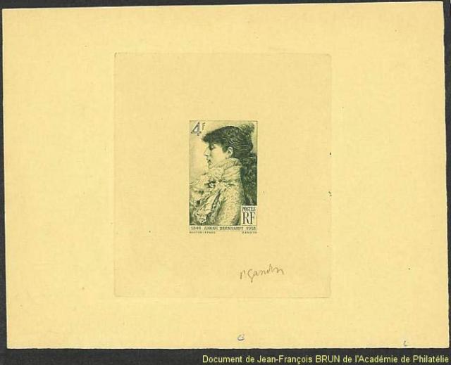 France_1945_Yvert_738a-Scott_B191_unadopted_4f_Sarah_Bernhardt_by_Gandon_black_AP