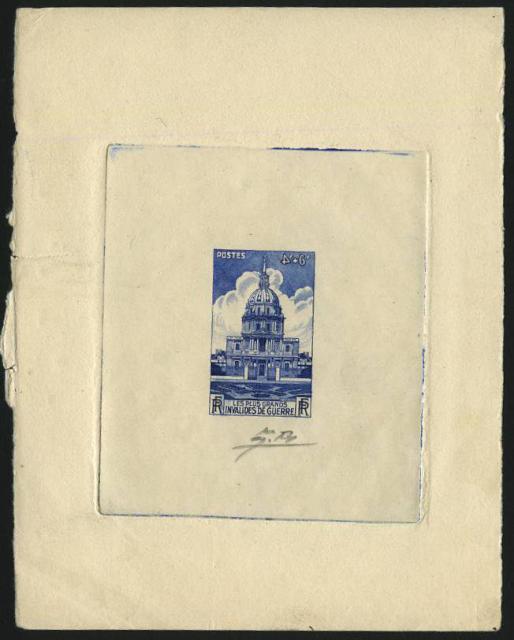 France_1946_Yvert_751a-Scott_B203_unadopted_Invalides_reversed_4f_blue_c_AP