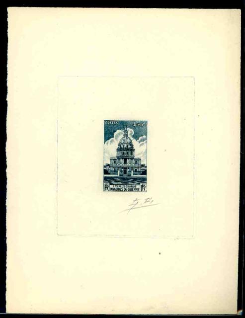France_1946_Yvert_751a-Scott_B203_unadopted_Invalides_reversed_4f_dark-blue_AP