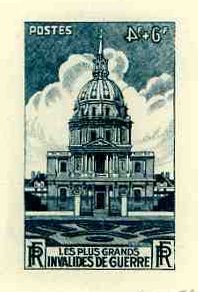 France_1946_Yvert_751a-Scott_B203_unadopted_Invalides_reversed_4f_dark-blue_AP_detail