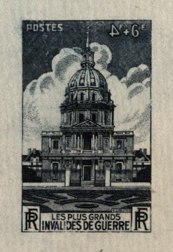 France_1946_Yvert_751a-Scott_B203_unadopted_Invalides_reversed_4f_grey-blue_aa_AP_detail